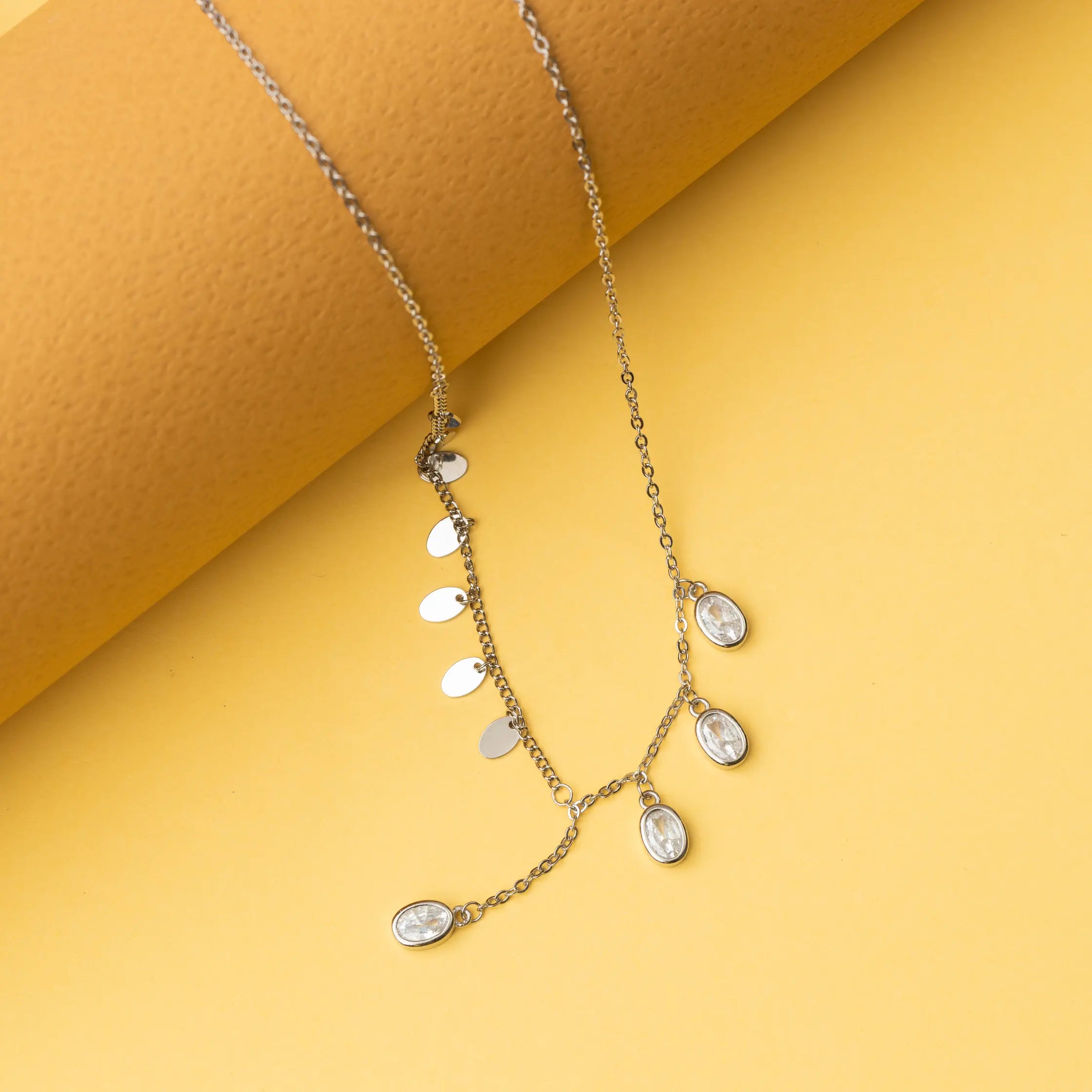 Crystal Sculpted Oval Necklace