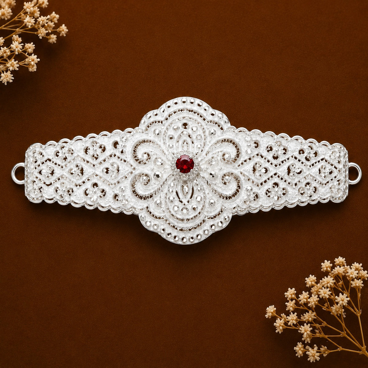 Floral Silver Ganpati Bajuband & Sund Cover