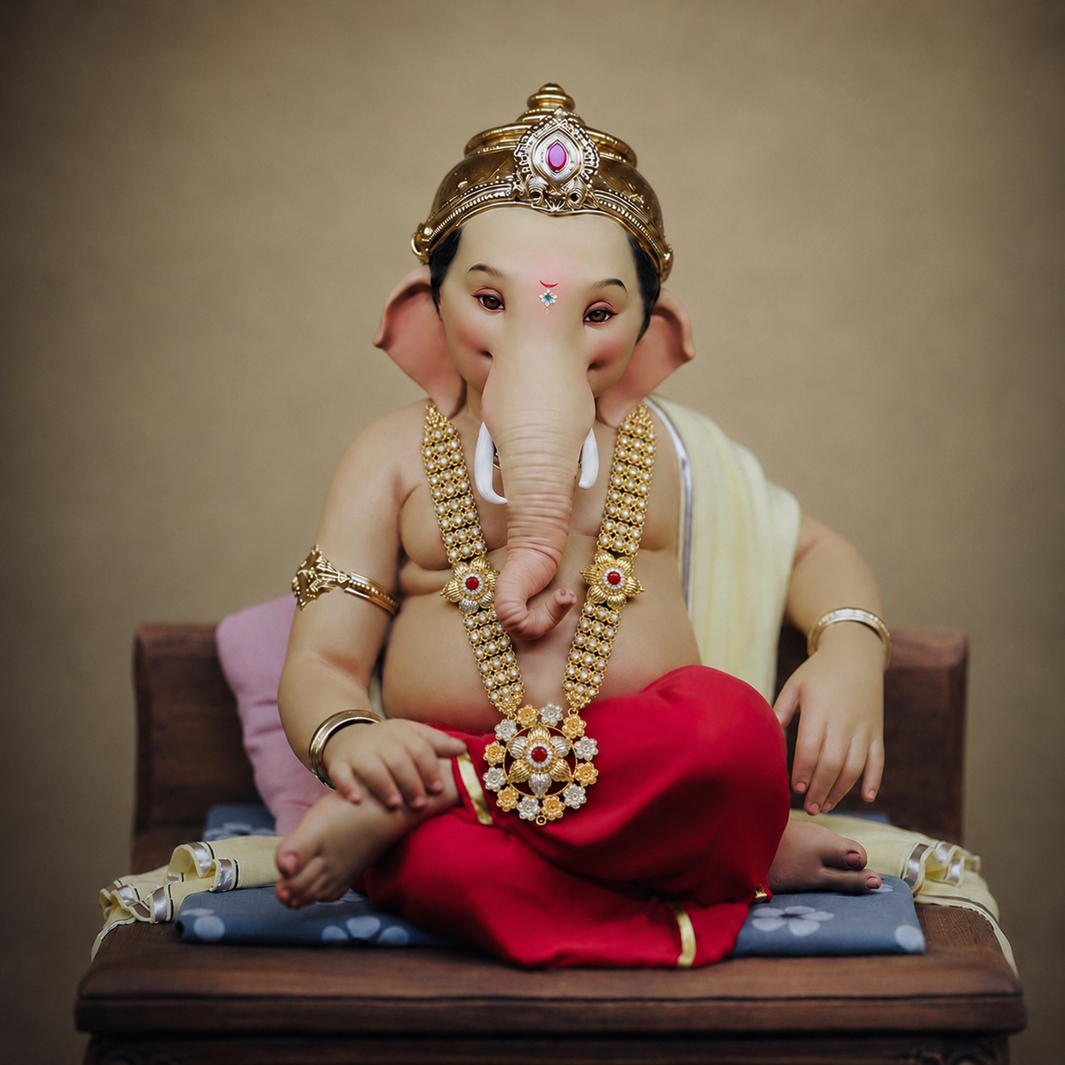 Golden Floral Ganpati Haar