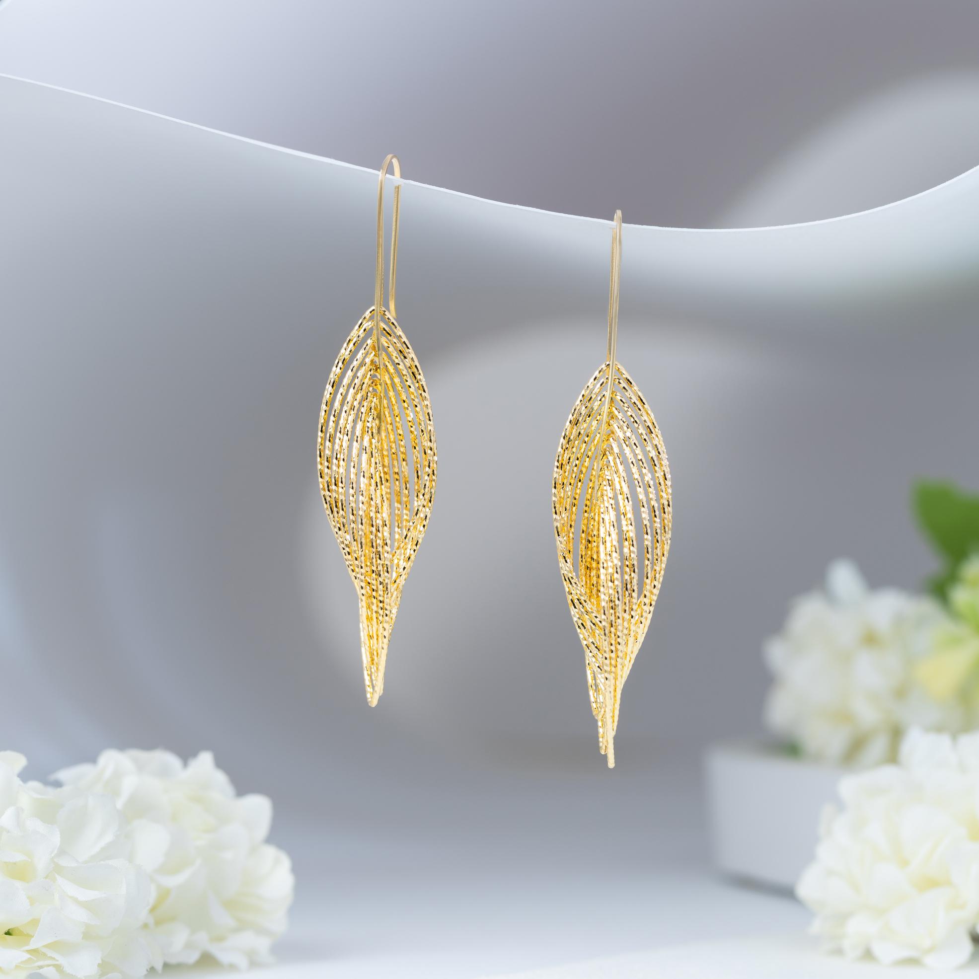 Golden Whisper Dangling Earrings