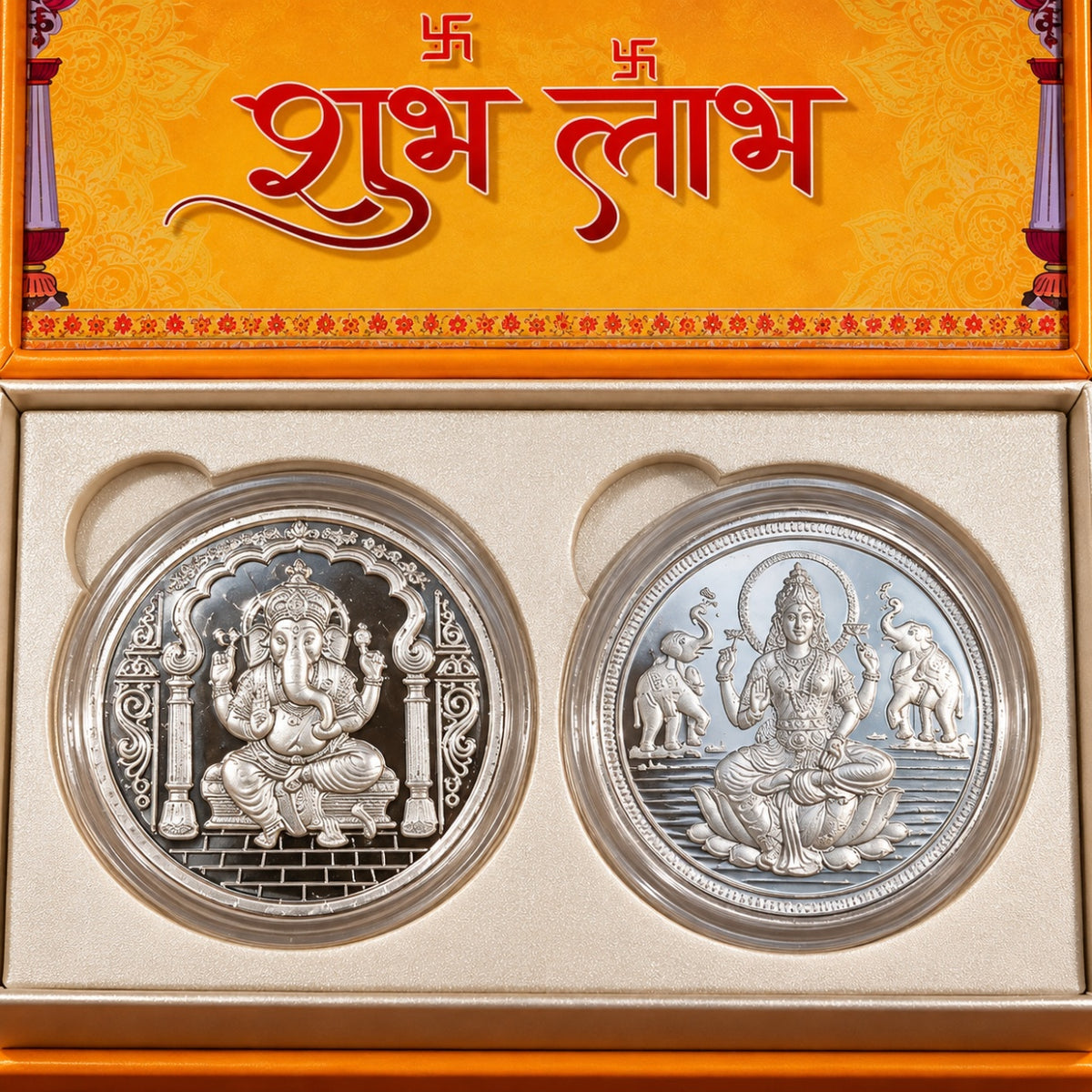Lakshmi Ganesh Silver Coin Gift Box