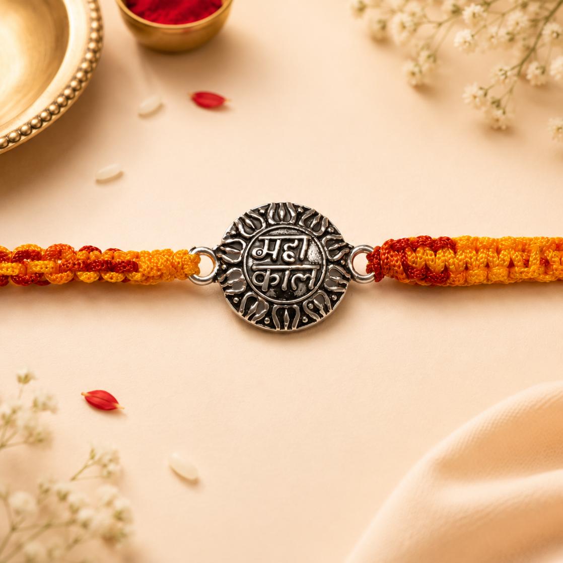 Mahakal Divine Protection Silver Rakhi