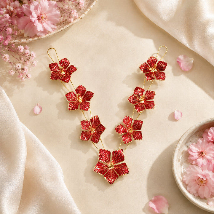Red Hibiscus Ganpati Haar