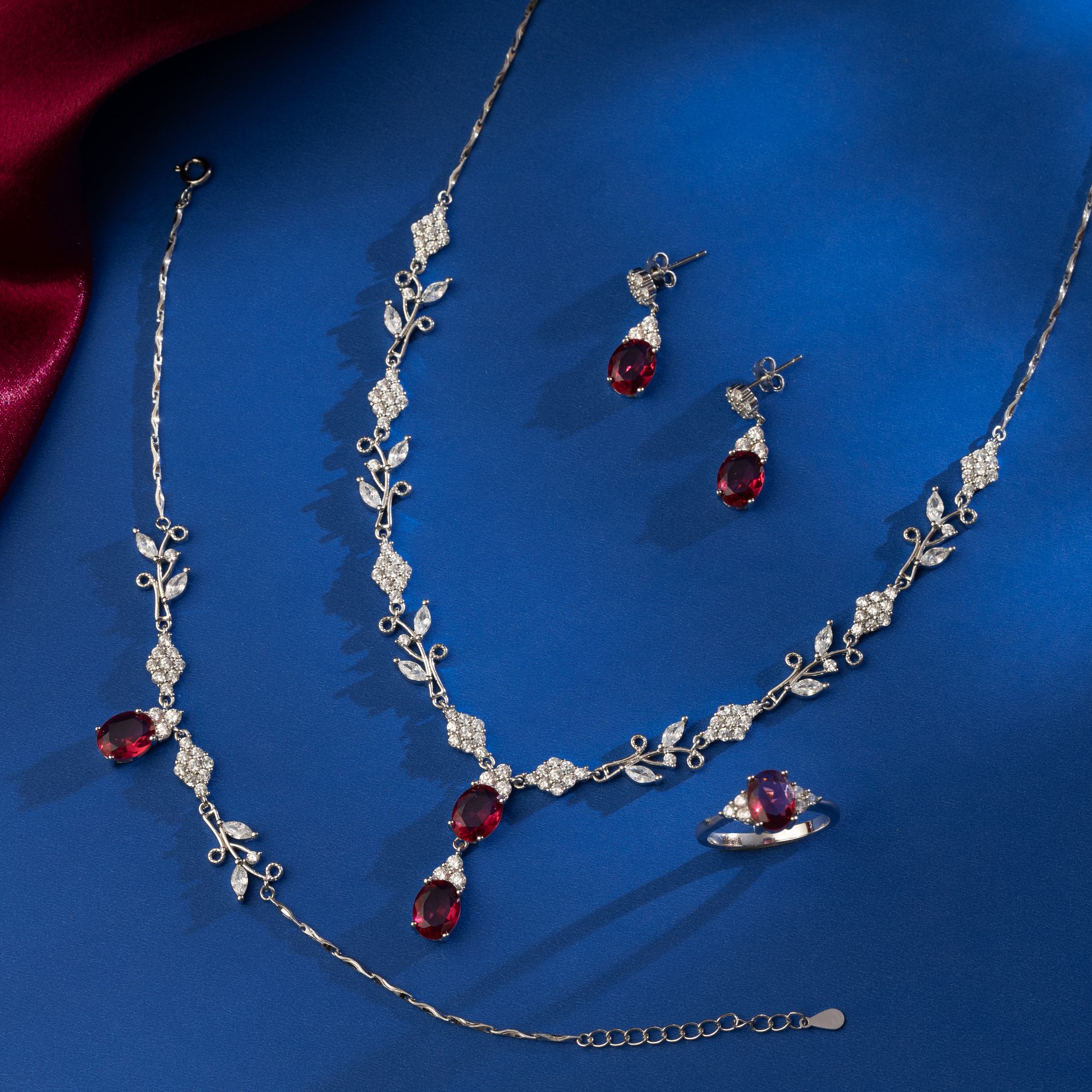 Ruby Blossom Necklace Set