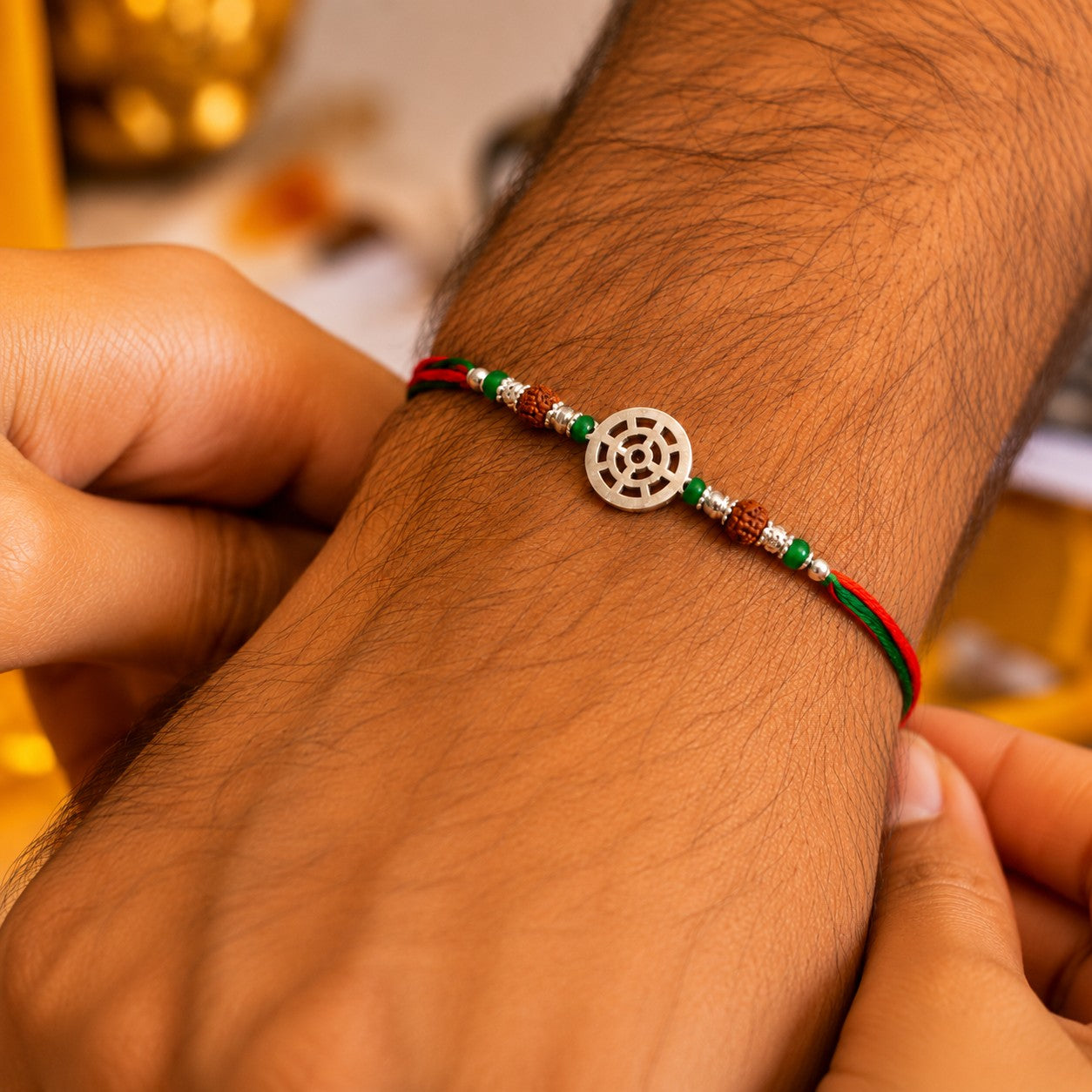 Rudra Chakra Silver Rakhi