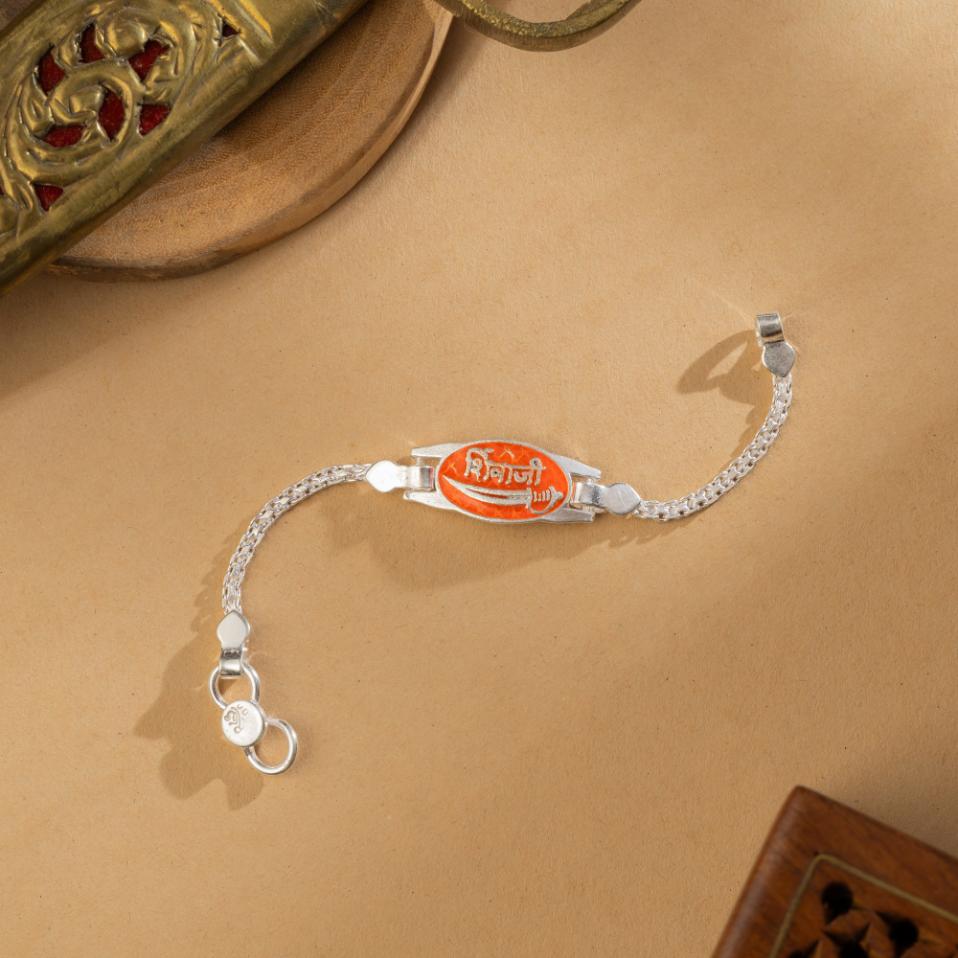 Shivaji Maharaj Silver Bracelet