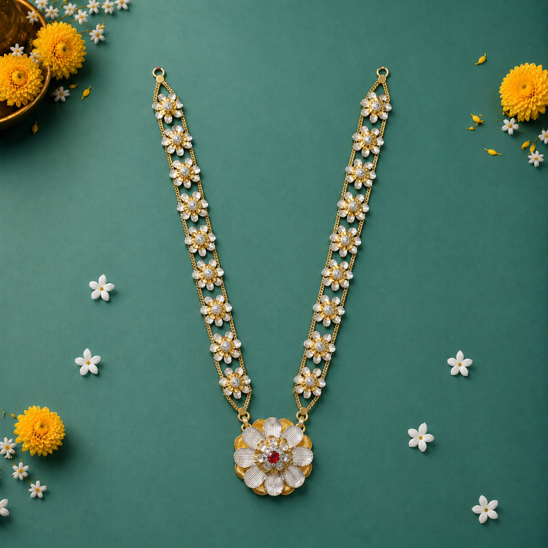 Silver Blossom Ganpati Haar