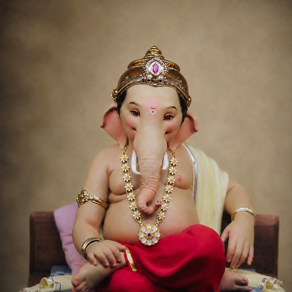 Silver Blossom Ganpati Haar