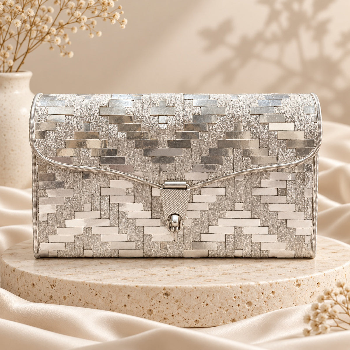 Silver Weave Clutch