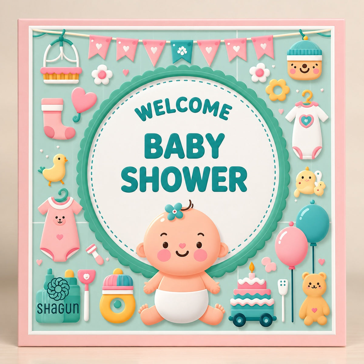 Welcome Baby Shower Silver Coin Gift Box