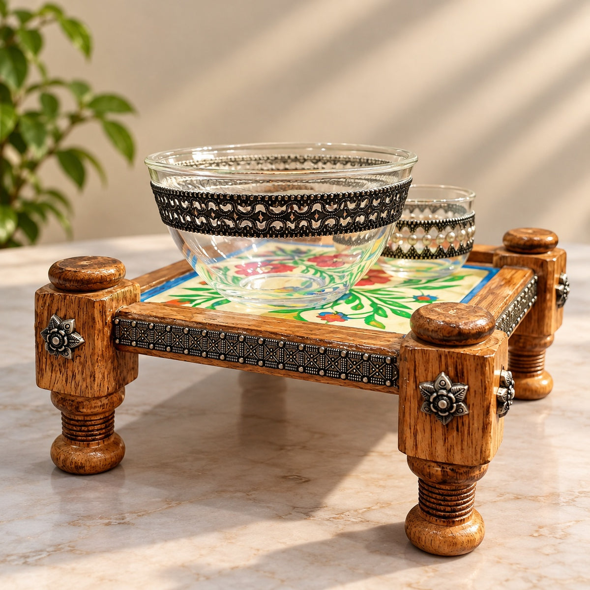 Wooden Tray Bowl Set