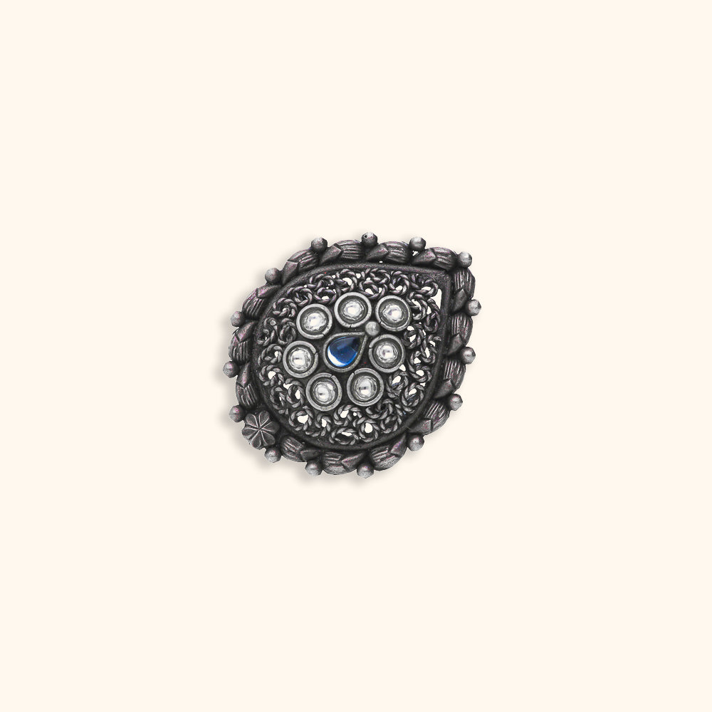 Mrugakshi Silver Ring - Antique
