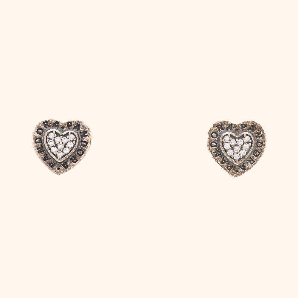 Heart Shaped Earrings with American Diamond