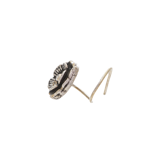Double Flowered Oxidised 925 Silver Taar Nose Pin