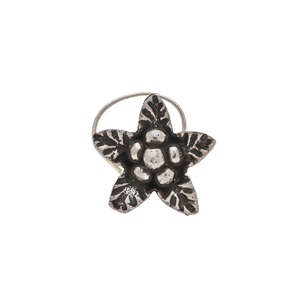 Stellate Flower Oxidised Silver Taar Nose Pin