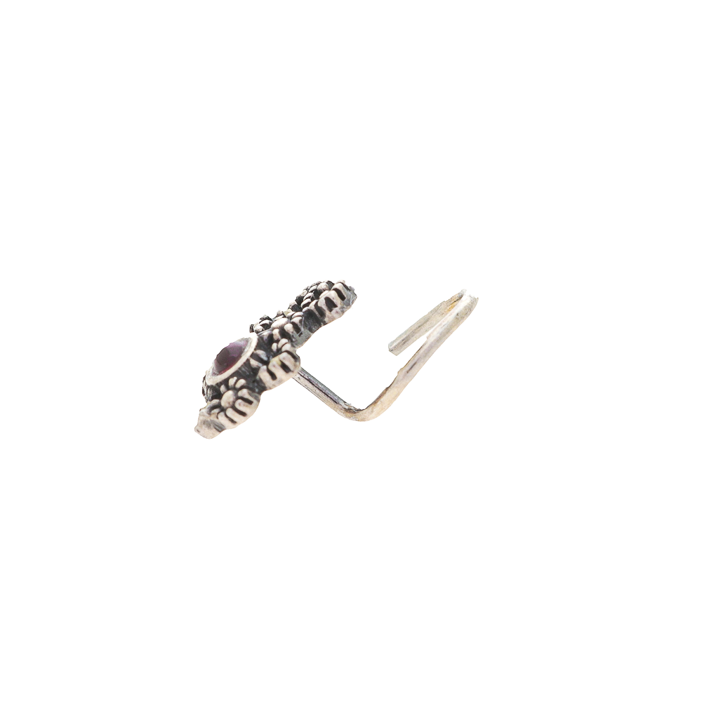 Pink Stone Flower And Leaves Taar Nose Pin