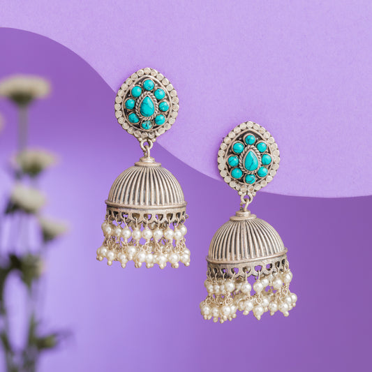 Tradition Dipped in Blue Jhumka