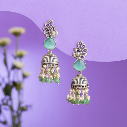 Peacock Grace, Ocean Glow Jhumka