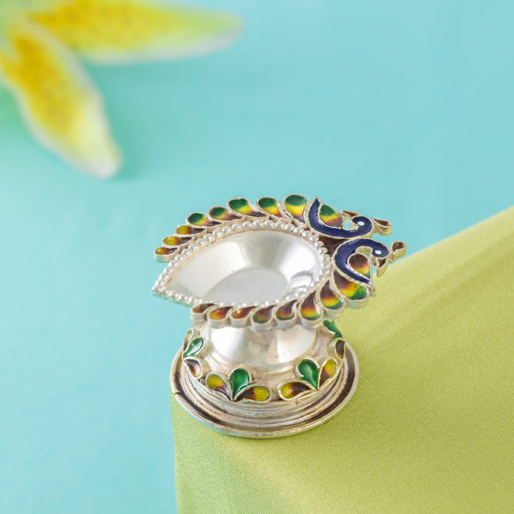 Meenakari Peacock Diya