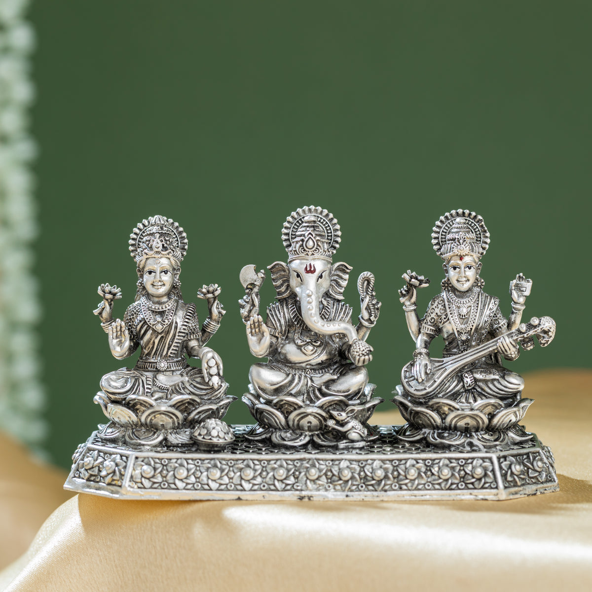 Goddess Saraswati, Goddess Laxmi and Lord Ganpati
