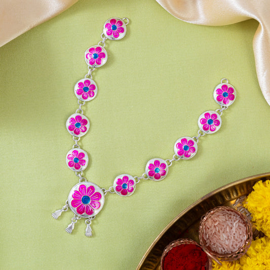 Pink Flower Meenakari Haar
