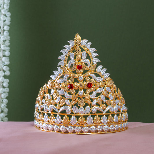 Gold Polish Mukut for Lord Ganesha