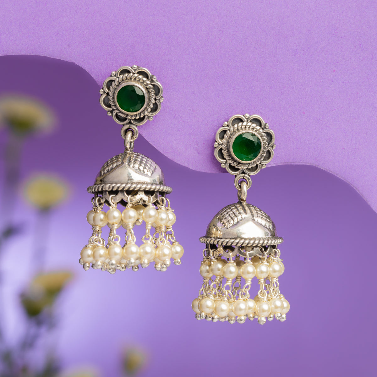 Emerald Dewdrop Jhumkas