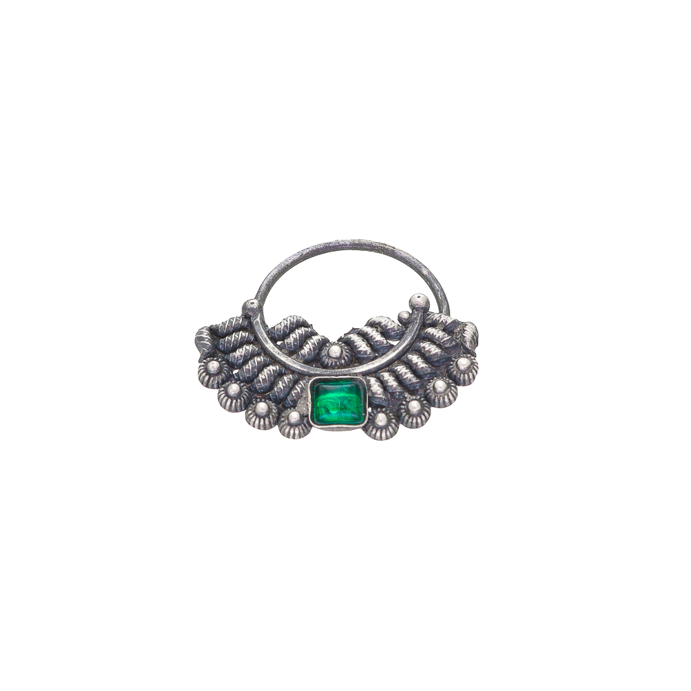 Green Stone Clip-On Nath