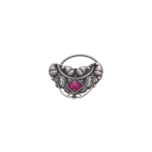 Red Kundan Clip-On Nath