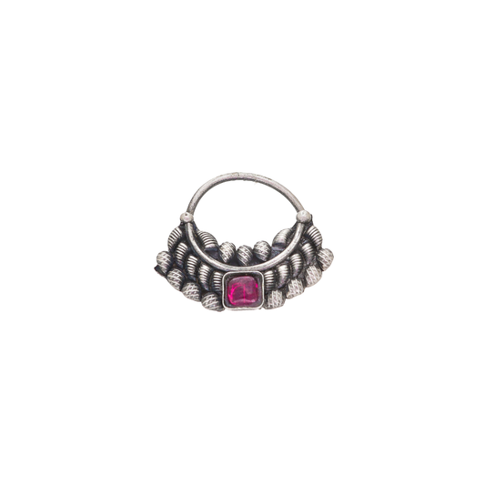 Red Kundan Clip-On Nath