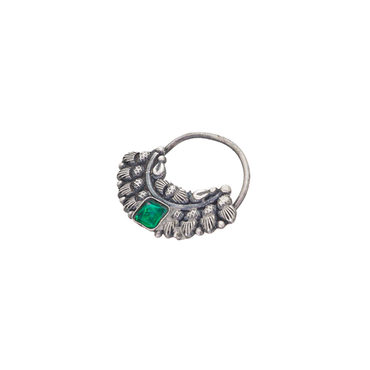 Green Kundan Clip-On Nath