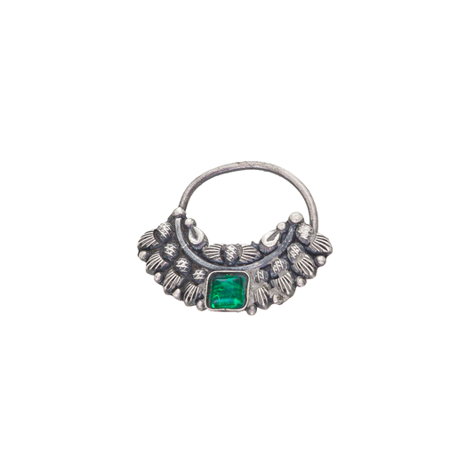 Green Kundan Clip-On Nath