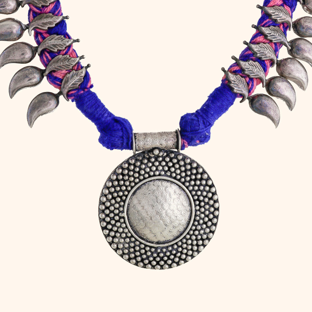 Spectacular Pink and Purple Thread Necklace