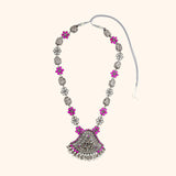 Pink Flower Necklace Set (with earrings)