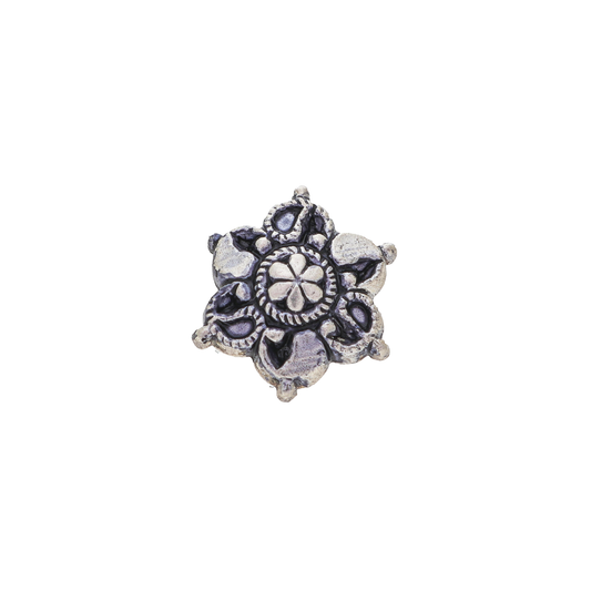 Nakshatra Oxidised 925 Silver Clip On Nose Pin