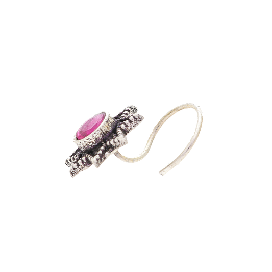 Pink Bloomed Flower Stone Taar Nose Pin