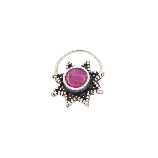 Pink Bloomed Flower Stone Taar Nose Pin
