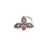 Shiny Petals And Dark Pink Flower Bud Taar Nose Pin