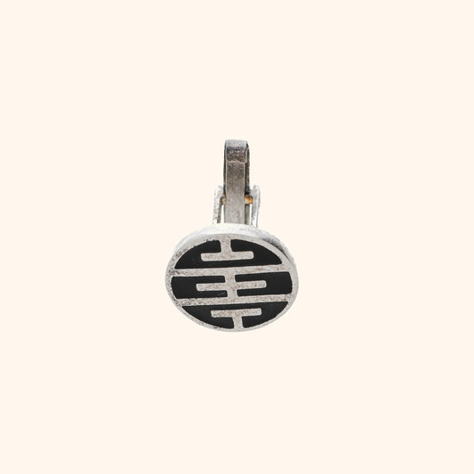 Oxidised Silver With Black Meenakari Cufflinks