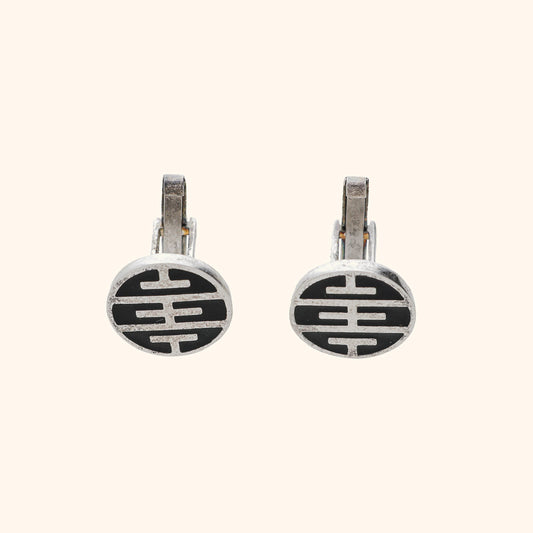 Oxidised Silver With Black Meenakari Cufflinks