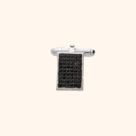 Silver With Black Zircon Diamond Cufflinks