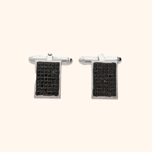 Silver With Black Zircon Diamond Cufflinks