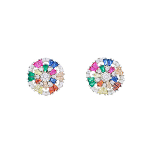 Rainbow Zircon Diamond Studs