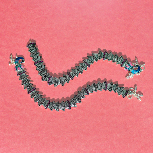 Spectacular Designer Peacock Oxidised Payal/Anklet (Pair)