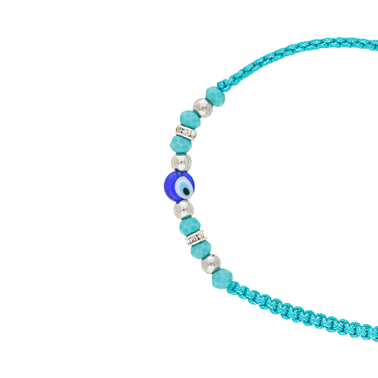 Blue Drawstring Evil Eye Bracelet