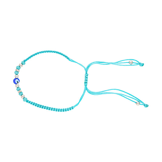 Blue Drawstring Evil Eye Bracelet