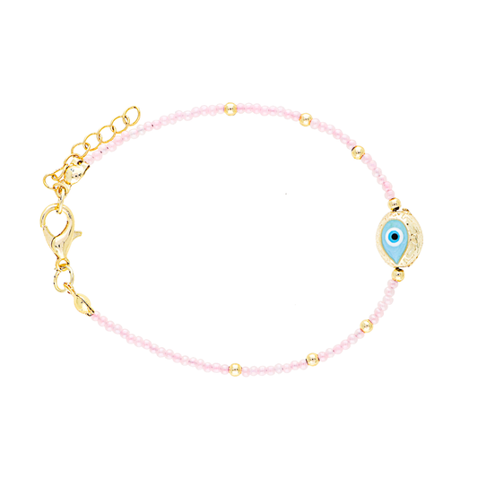 Tourmaline Evil Eye Brass Bracelet