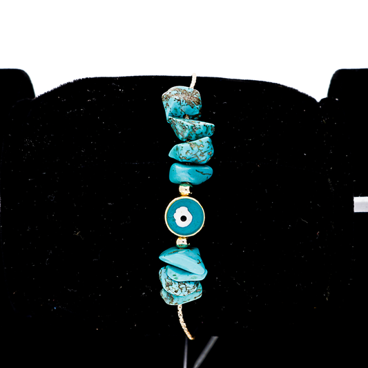 Blue Stone Evil Eye Brass Bracelet