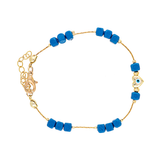 Blue Beads Evil Eye Brass Bracelet