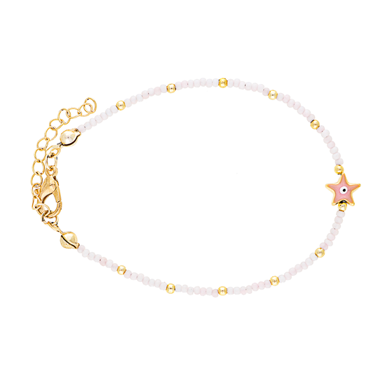 White Beads Evil Eye Bracelet